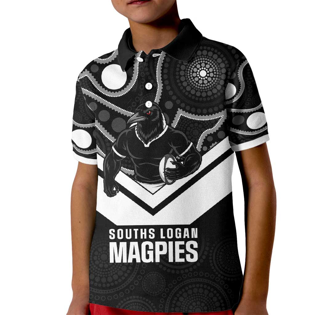 Souths Rugby Custom Kid Polo Shirt Go Magpies Mascot Aboriginal Art - Aussie Hoodie