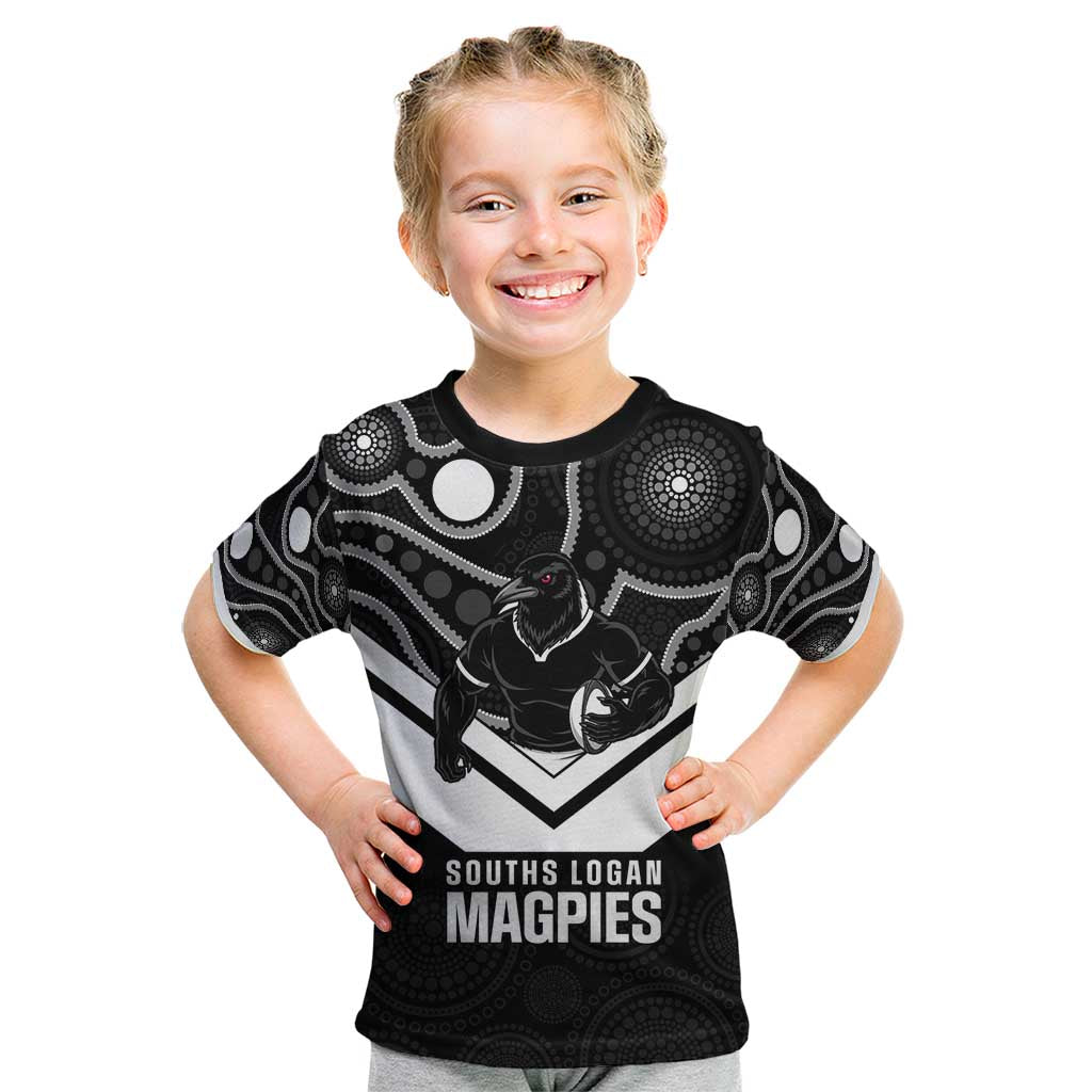 Souths Rugby Custom Kid T Shirt Go Magpies Mascot Aboriginal Art - Aussie Hoodie