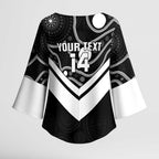 Souths Rugby Custom Kimono Sleeve Blouse Go Magpies Mascot Aboriginal Art - Aussie Hoodie