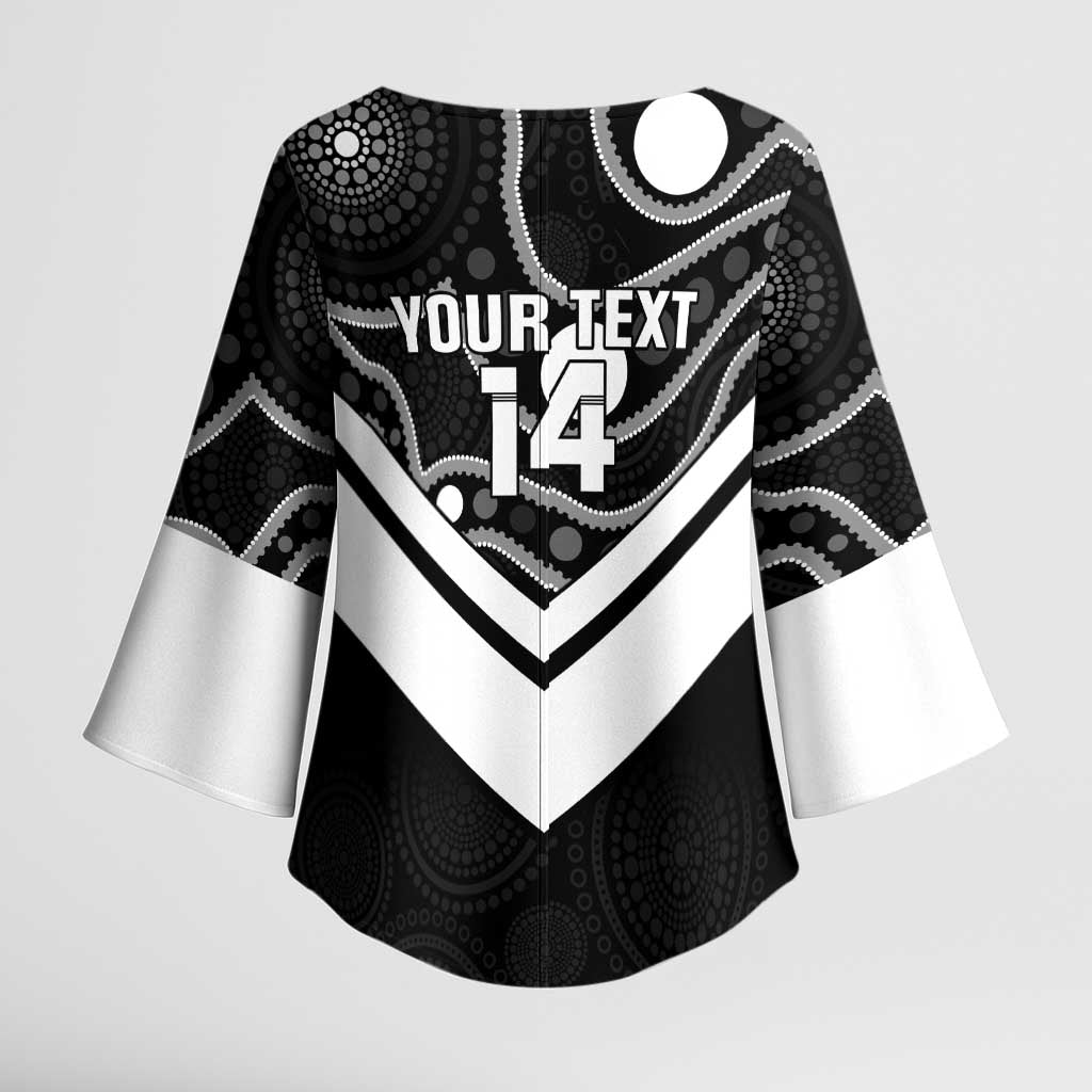 Souths Rugby Custom Kimono Sleeve Blouse Go Magpies Mascot Aboriginal Art - Aussie Hoodie