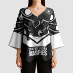 Souths Rugby Custom Kimono Sleeve Blouse Go Magpies Mascot Aboriginal Art - Aussie Hoodie