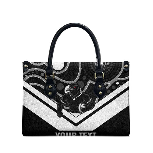 Souths Rugby Custom Leather Bag Go Magpies Mascot Aboriginal Art - Aussie Hoodie