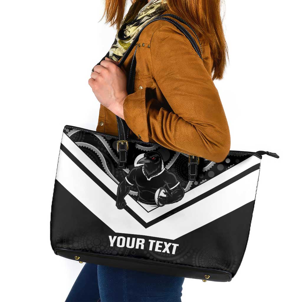Souths Rugby Custom Leather Tote Bag Go Magpies Mascot Aboriginal Art - Aussie Hoodie