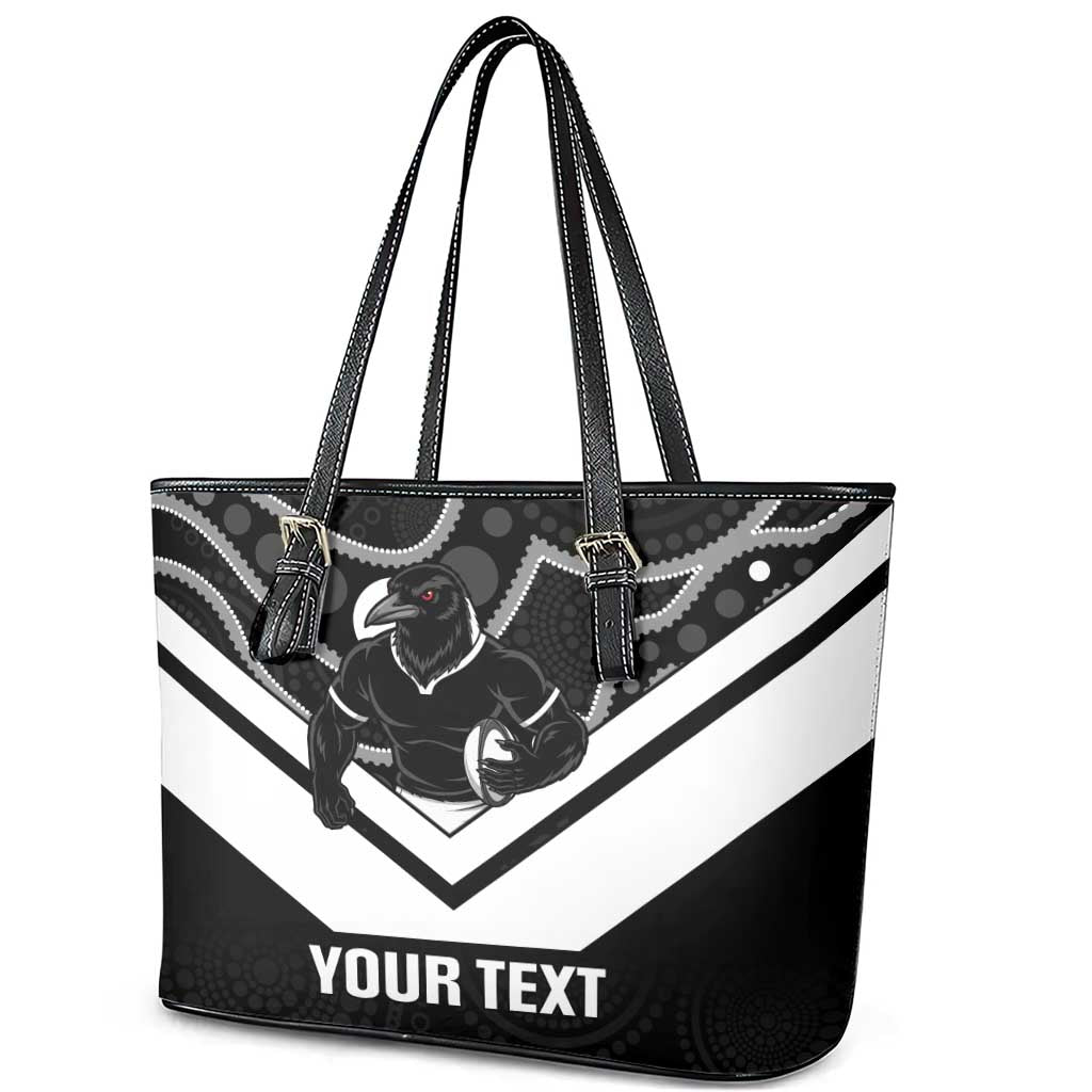 Souths Rugby Custom Leather Tote Bag Go Magpies Mascot Aboriginal Art - Aussie Hoodie