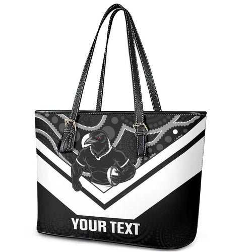 Souths Rugby Custom Leather Tote Bag Go Magpies Mascot Aboriginal Art - Aussie Hoodie