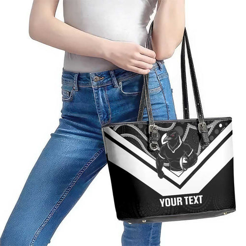 Souths Rugby Custom Leather Tote Bag Go Magpies Mascot Aboriginal Art - Aussie Hoodie