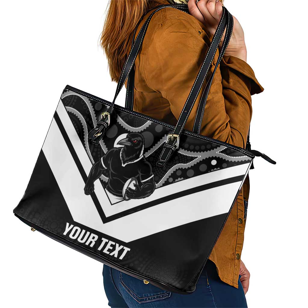 Souths Rugby Custom Leather Tote Bag Go Magpies Mascot Aboriginal Art - Aussie Hoodie