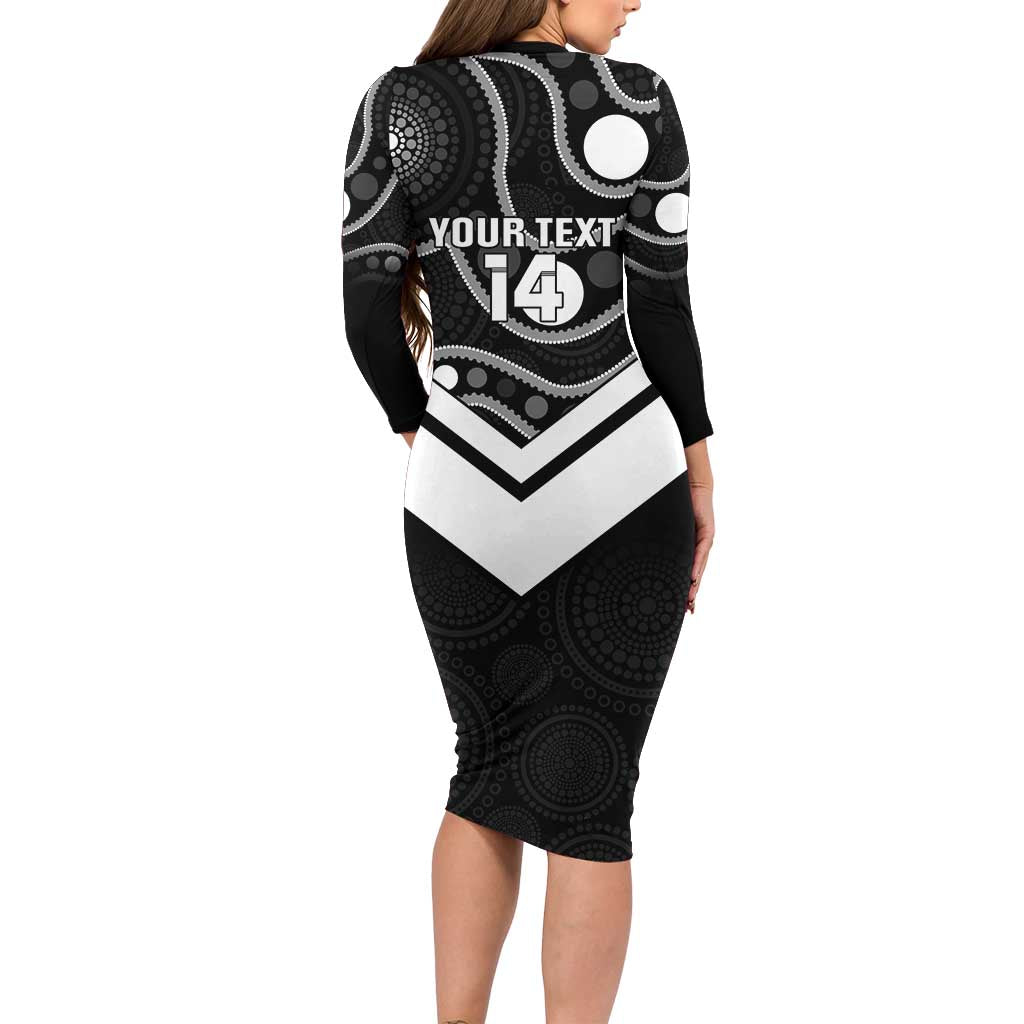 Souths Rugby Custom Long Sleeve Bodycon Dress Go Magpies Mascot Aboriginal Art - Aussie Hoodie