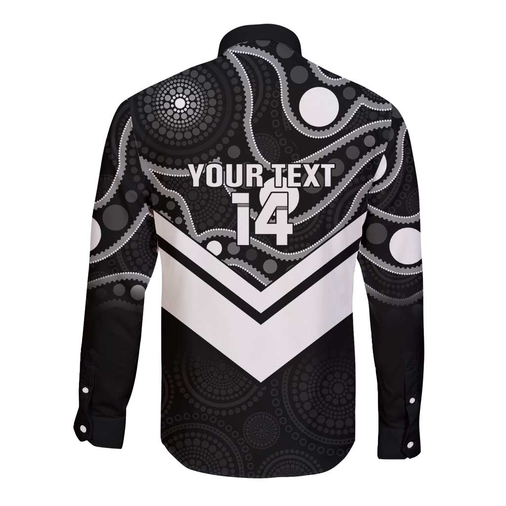 Souths Rugby Custom Long Sleeve Button Shirt Go Magpies Mascot Aboriginal Art - Aussie Hoodie
