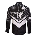 Souths Rugby Custom Long Sleeve Button Shirt Go Magpies Mascot Aboriginal Art - Aussie Hoodie