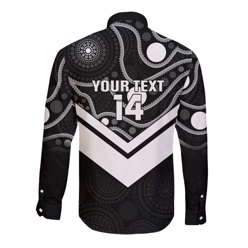 Souths Rugby Custom Long Sleeve Button Shirt Go Magpies Mascot Aboriginal Art - Aussie Hoodie