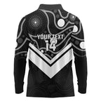 Souths Rugby Custom Long Sleeve Polo Shirt Go Magpies Mascot Aboriginal Art - Aussie Hoodie