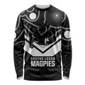 Souths Rugby Custom Long Sleeve Shirt Go Magpies Mascot Aboriginal Art - Aussie Hoodie