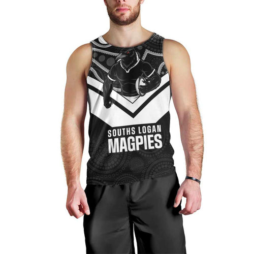 Souths Rugby Custom Men Tank Top Go Magpies Mascot Aboriginal Art - Aussie Hoodie