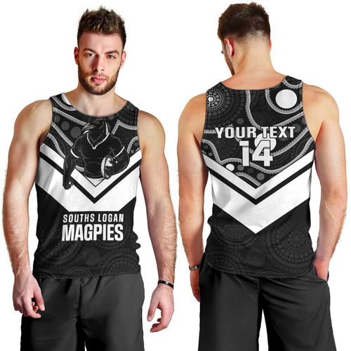 Souths Rugby Custom Men Tank Top Go Magpies Mascot Aboriginal Art - Aussie Hoodie