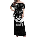 Souths Rugby Custom Off Shoulder Maxi Dress Go Magpies Mascot Aboriginal Art - Aussie Hoodie