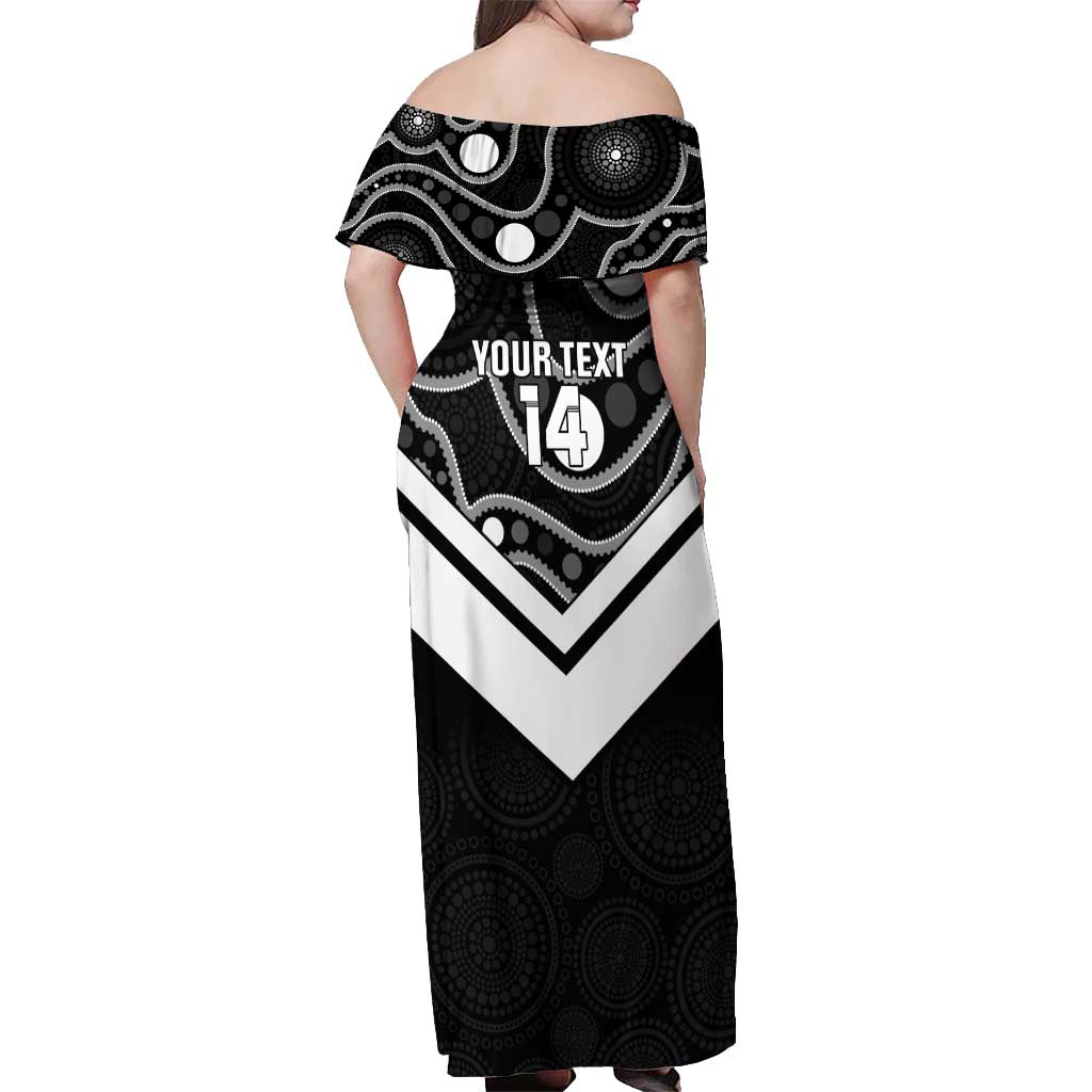 Souths Rugby Custom Off Shoulder Maxi Dress Go Magpies Mascot Aboriginal Art - Aussie Hoodie