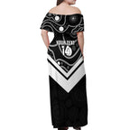 Souths Rugby Custom Off Shoulder Maxi Dress Go Magpies Mascot Aboriginal Art - Aussie Hoodie