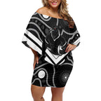 Souths Rugby Custom Off Shoulder Short Dress Go Magpies Mascot Aboriginal Art - Aussie Hoodie