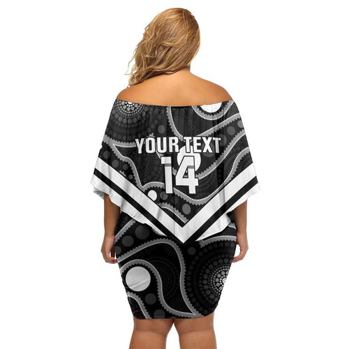 Souths Rugby Custom Off Shoulder Short Dress Go Magpies Mascot Aboriginal Art - Aussie Hoodie