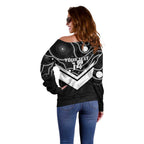 Souths Rugby Custom Off Shoulder Sweater Go Magpies Mascot Aboriginal Art - Aussie Hoodie