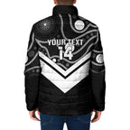 Souths Rugby Custom Padded Jacket Go Magpies Mascot Aboriginal Art - Aussie Hoodie