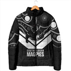 Souths Rugby Custom Padded Jacket Go Magpies Mascot Aboriginal Art - Aussie Hoodie