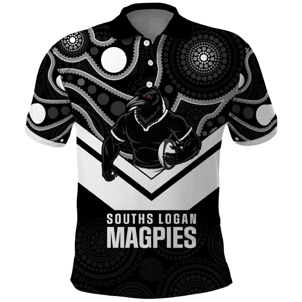 Souths Rugby Custom Polo Shirt Go Magpies Mascot Aboriginal Art - Aussie Hoodie