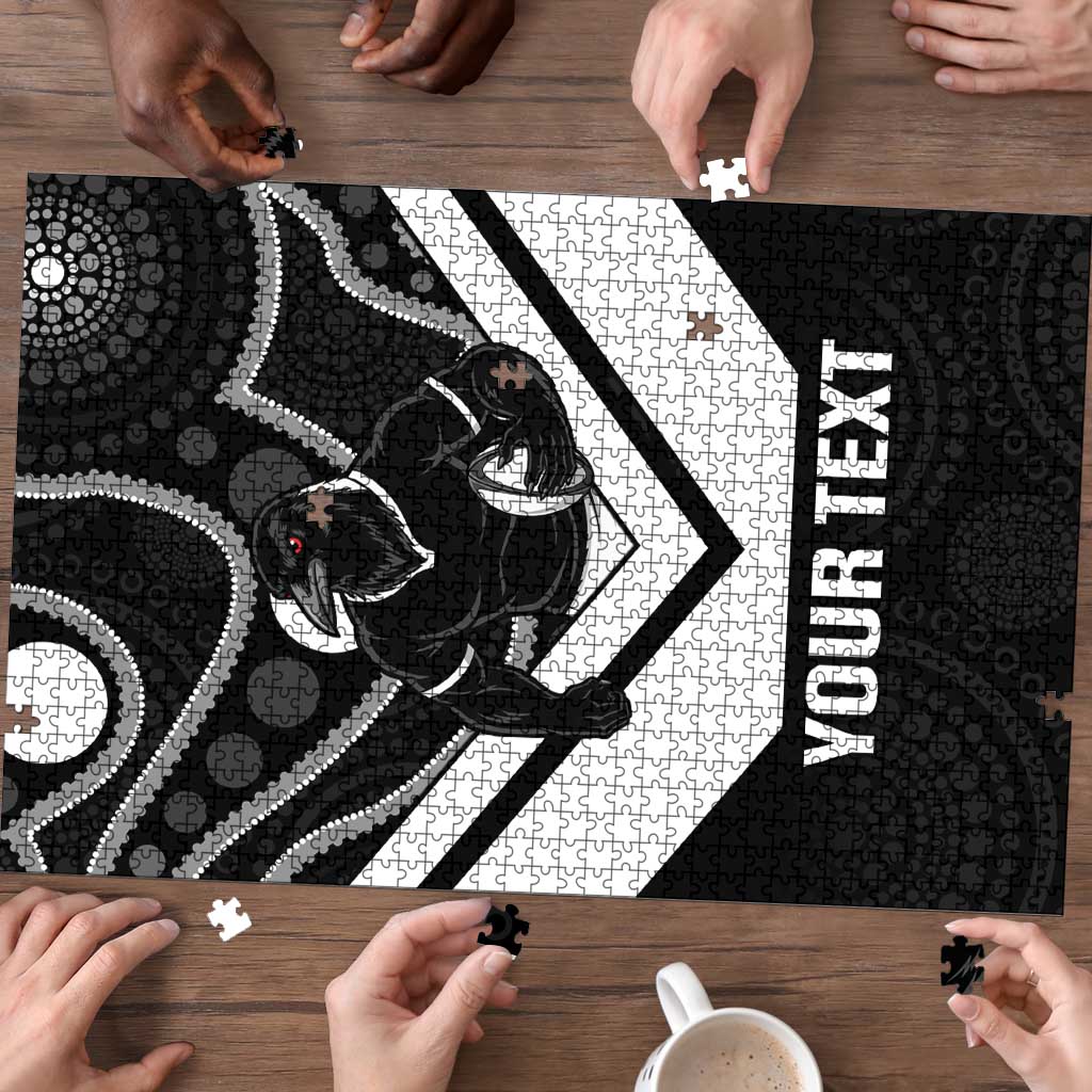 Souths Rugby Custom Puzzle Go Magpies Mascot Aboriginal Art - Aussie Hoodie