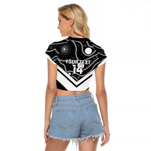 Souths Rugby Custom Raglan Cropped T Shirt Go Magpies Mascot Aboriginal Art - Aussie Hoodie