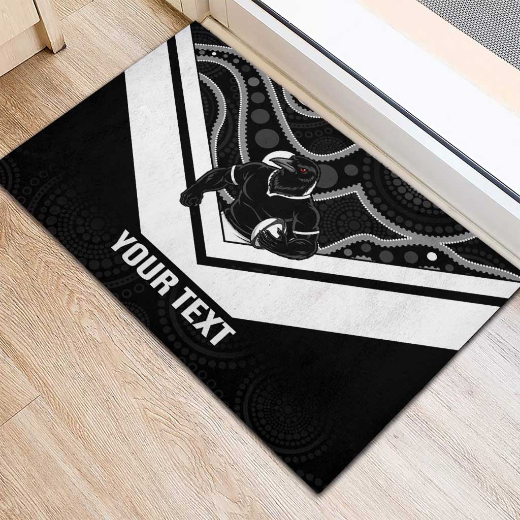 Souths Rugby Custom Rubber Doormat Go Magpies Mascot Aboriginal Art - Aussie Hoodie