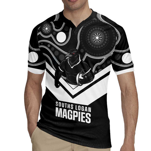 Souths Rugby Custom Rugby Jersey Go Magpies Mascot Aboriginal Art - Aussie Hoodie