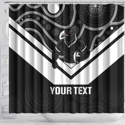 Souths Rugby Custom Shower Curtain Go Magpies Mascot Aboriginal Art - Aussie Hoodie
