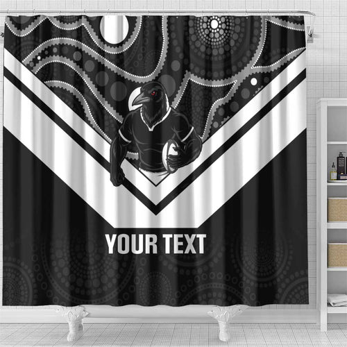Souths Rugby Custom Shower Curtain Go Magpies Mascot Aboriginal Art - Aussie Hoodie