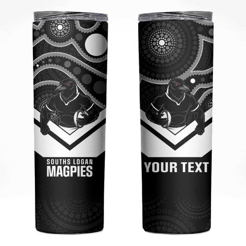 Souths Rugby Custom Skinny Tumbler Go Magpies Mascot Aboriginal Art - Aussie Hoodie