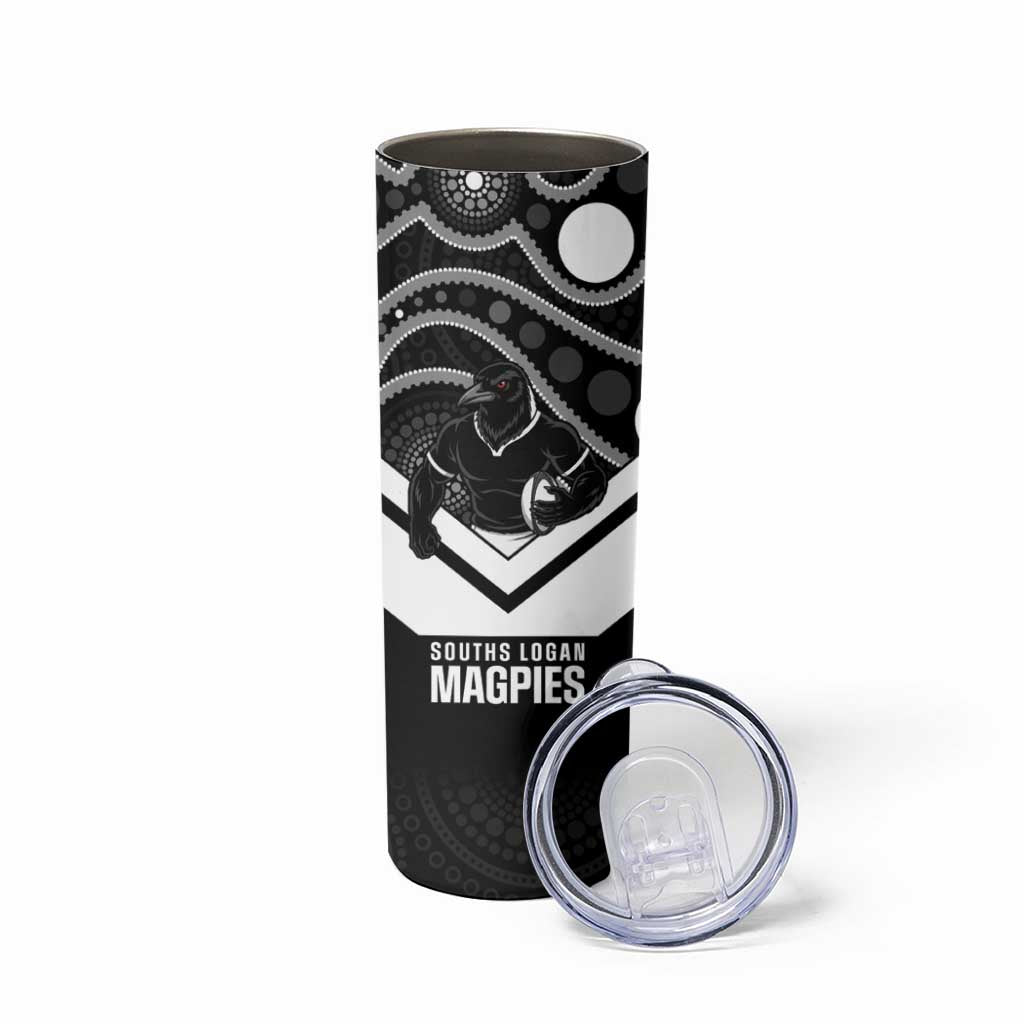Souths Rugby Custom Skinny Tumbler Go Magpies Mascot Aboriginal Art - Aussie Hoodie