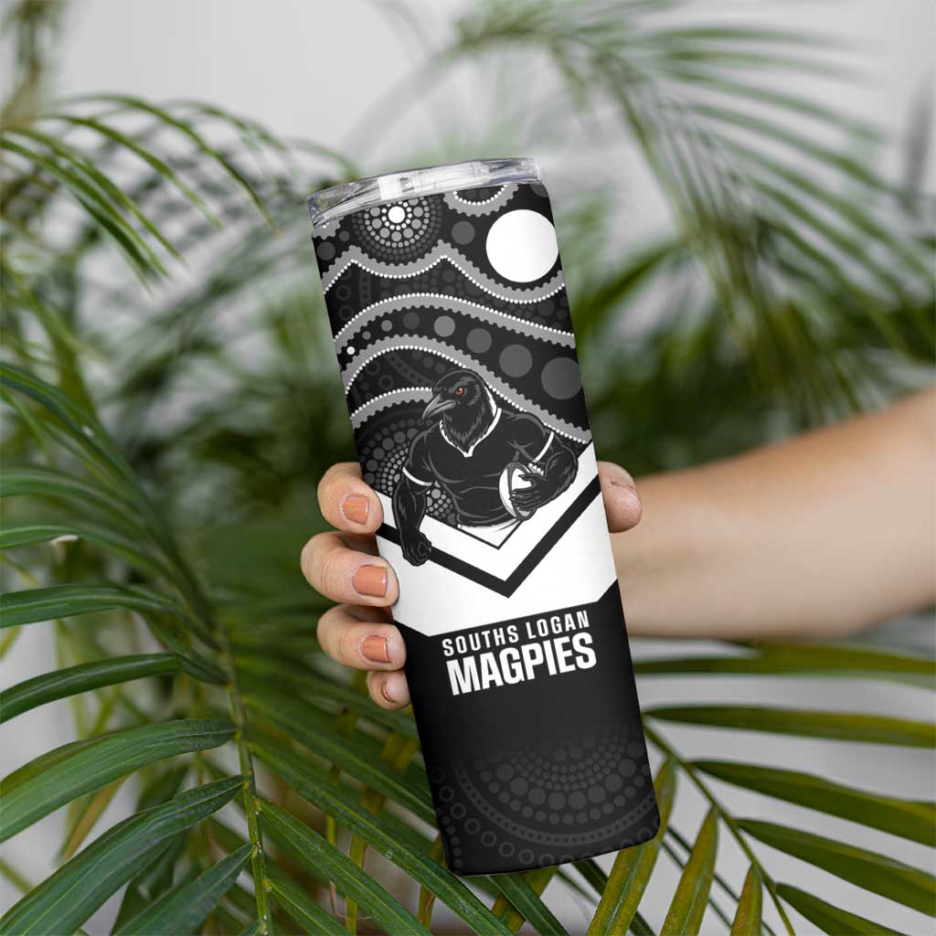 Souths Rugby Custom Skinny Tumbler Go Magpies Mascot Aboriginal Art - Aussie Hoodie