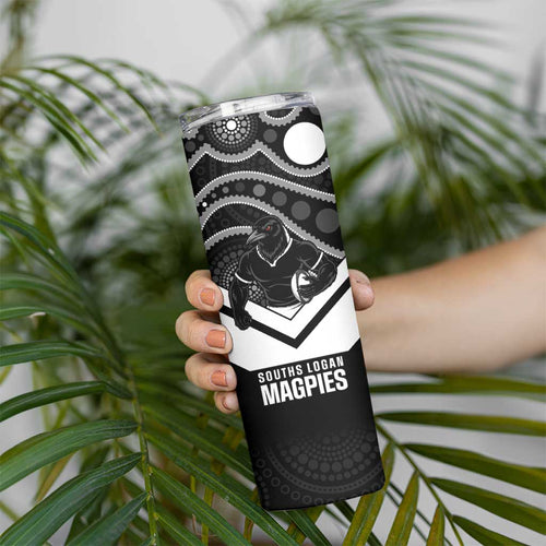 Souths Rugby Custom Skinny Tumbler Go Magpies Mascot Aboriginal Art - Aussie Hoodie