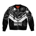 Souths Rugby Custom Sleeve Zip Bomber Jacket Go Magpies Mascot Aboriginal Art - Aussie Hoodie