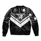 Souths Rugby Custom Sleeve Zip Bomber Jacket Go Magpies Mascot Aboriginal Art - Aussie Hoodie