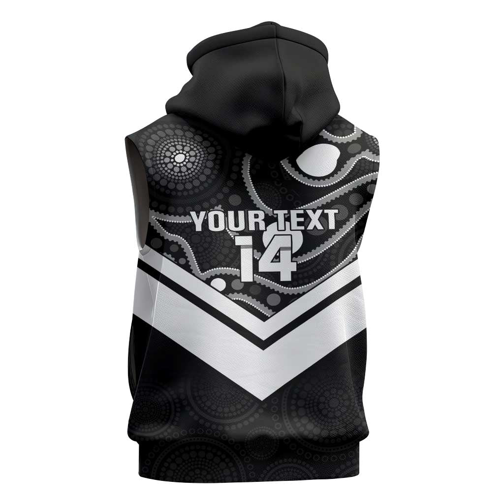 Souths Rugby Custom Sleeveless Hoodie Go Magpies Mascot Aboriginal Art - Aussie Hoodie