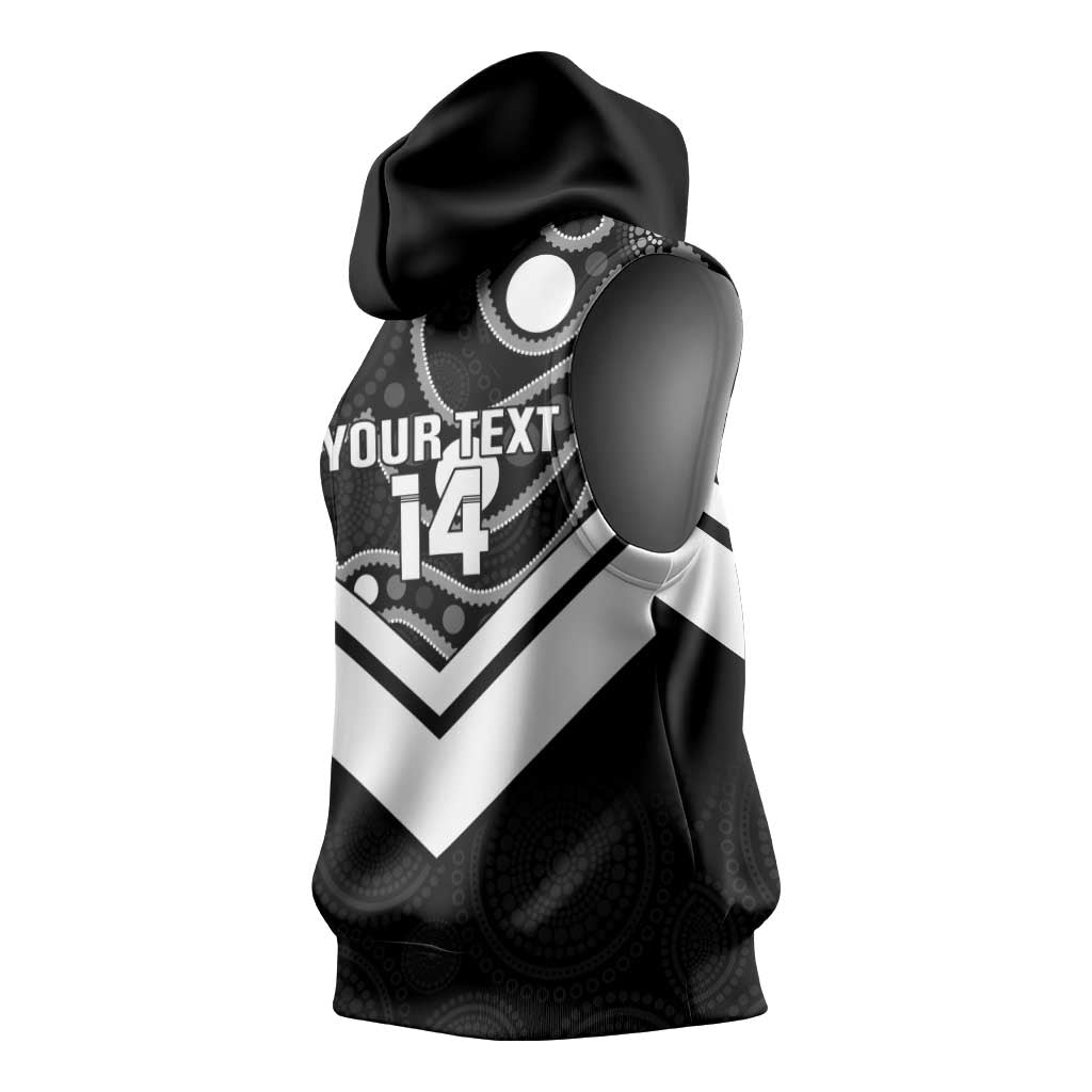 Souths Rugby Custom Sleeveless Hoodie Go Magpies Mascot Aboriginal Art - Aussie Hoodie