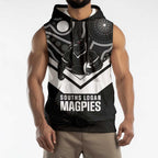 Souths Rugby Custom Sleeveless Hoodie Go Magpies Mascot Aboriginal Art - Aussie Hoodie