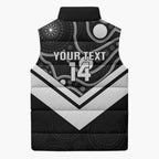 Souths Rugby Custom Sleeveless Puffer Jacket Go Magpies Mascot Aboriginal Art - Aussie Hoodie