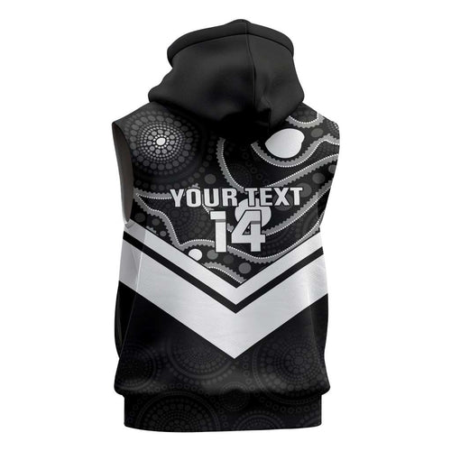 Souths Rugby Custom Sleeveless Zip Hoodie Go Magpies Mascot Aboriginal Art LT14