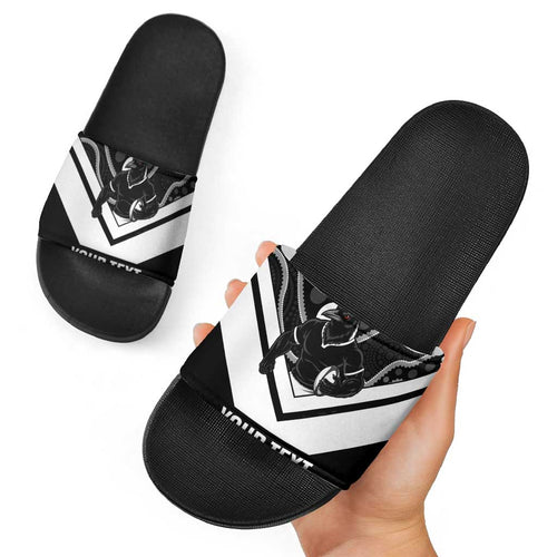 Souths Rugby Custom Slide Sandals Go Magpies Mascot Aboriginal Art - Aussie Hoodie