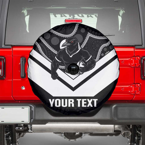 Souths Rugby Custom Spare Tire Cover Go Magpies Mascot Aboriginal Art - Aussie Hoodie