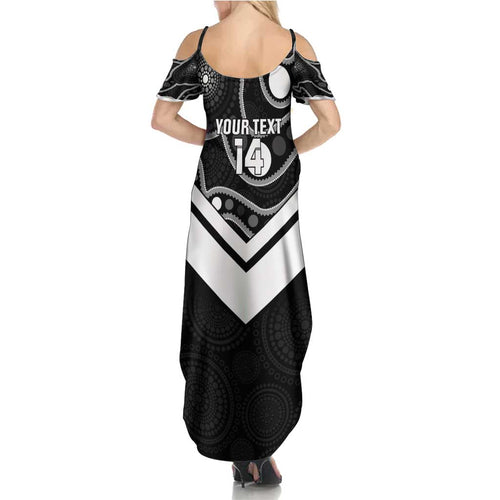 Souths Rugby Custom Summer Maxi Dress Go Magpies Mascot Aboriginal Art - Aussie Hoodie