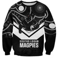 Souths Rugby Custom Sweatshirt Go Magpies Mascot Aboriginal Art - Aussie Hoodie