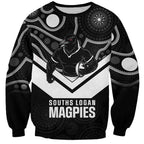 Souths Rugby Custom Sweatshirt Go Magpies Mascot Aboriginal Art - Aussie Hoodie